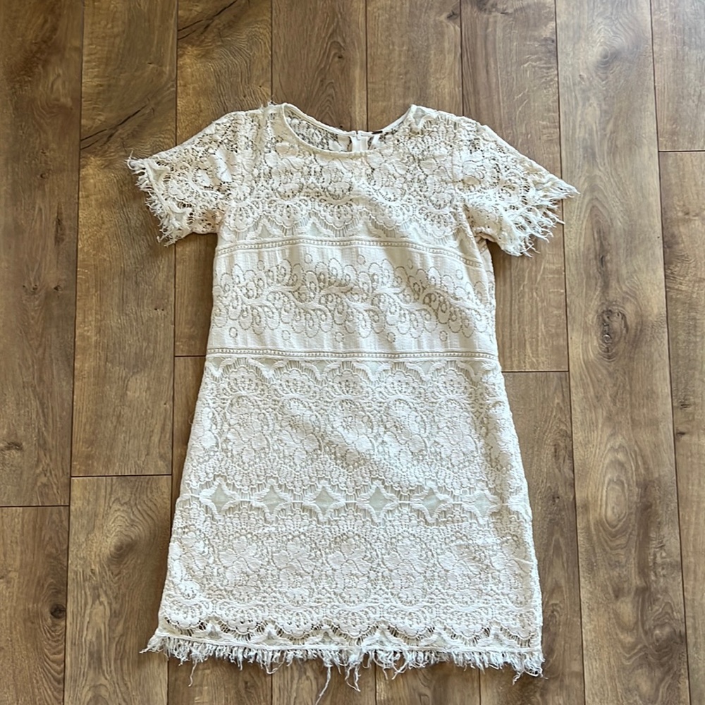 Free People White Lace Shift Dress